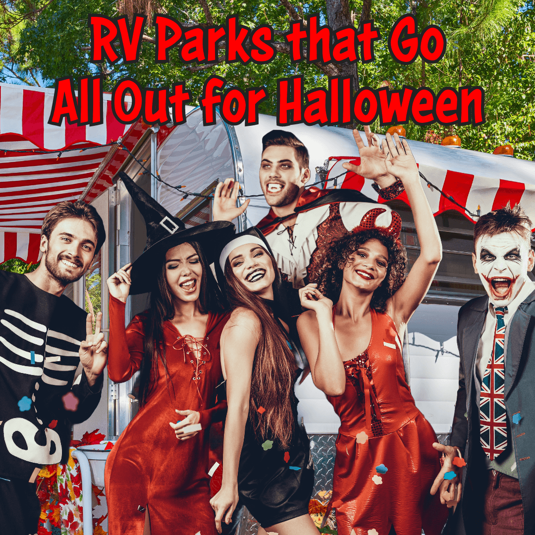 Adults Trick or Treating at an RV Park