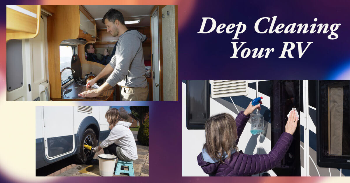 RVers deep cleaning their RVs