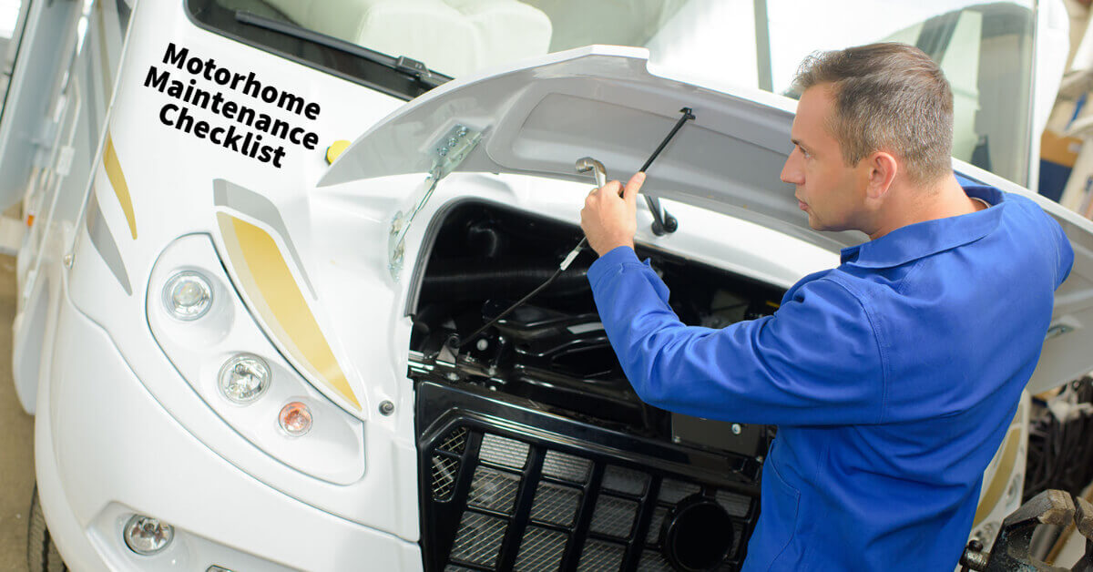 RVer performing routine maintenance on his motorhome
