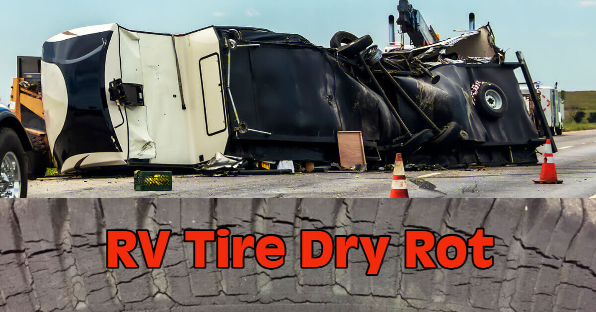 An overturned Fifth Wheel Trailer caused by dry-rotted tires
