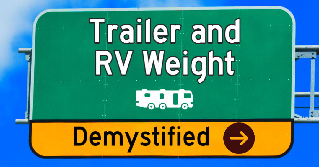 A freeway exit sign leading to the Demystifying RV Weight exit