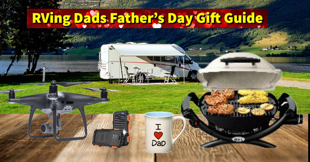 Father's Day gifts sitting on a table at an RV Campground