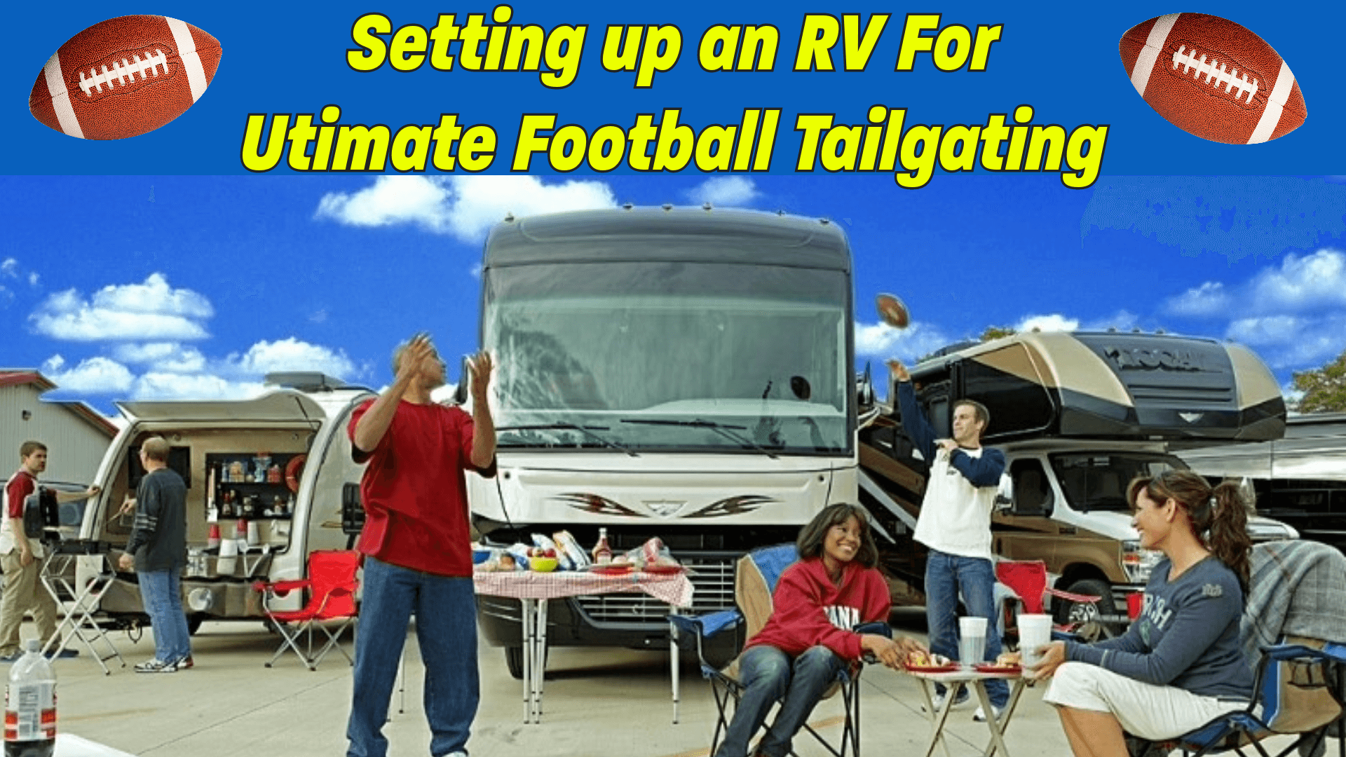 Several RVers Tailgating at a football Game