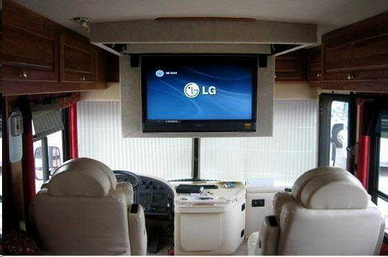 rv down flip mount flat screen camper motorhome step remodel mounts interior lift guide storage creative hang