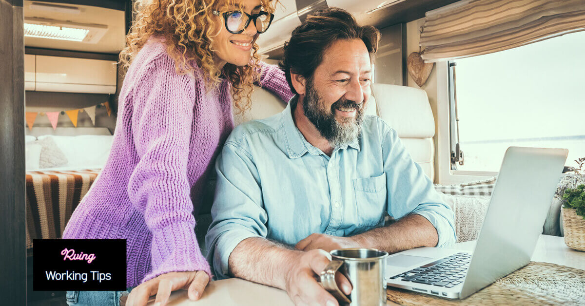 Man and woman workamping in an RV