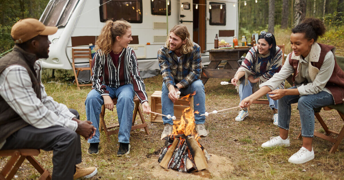 RVers sitting around a campfire