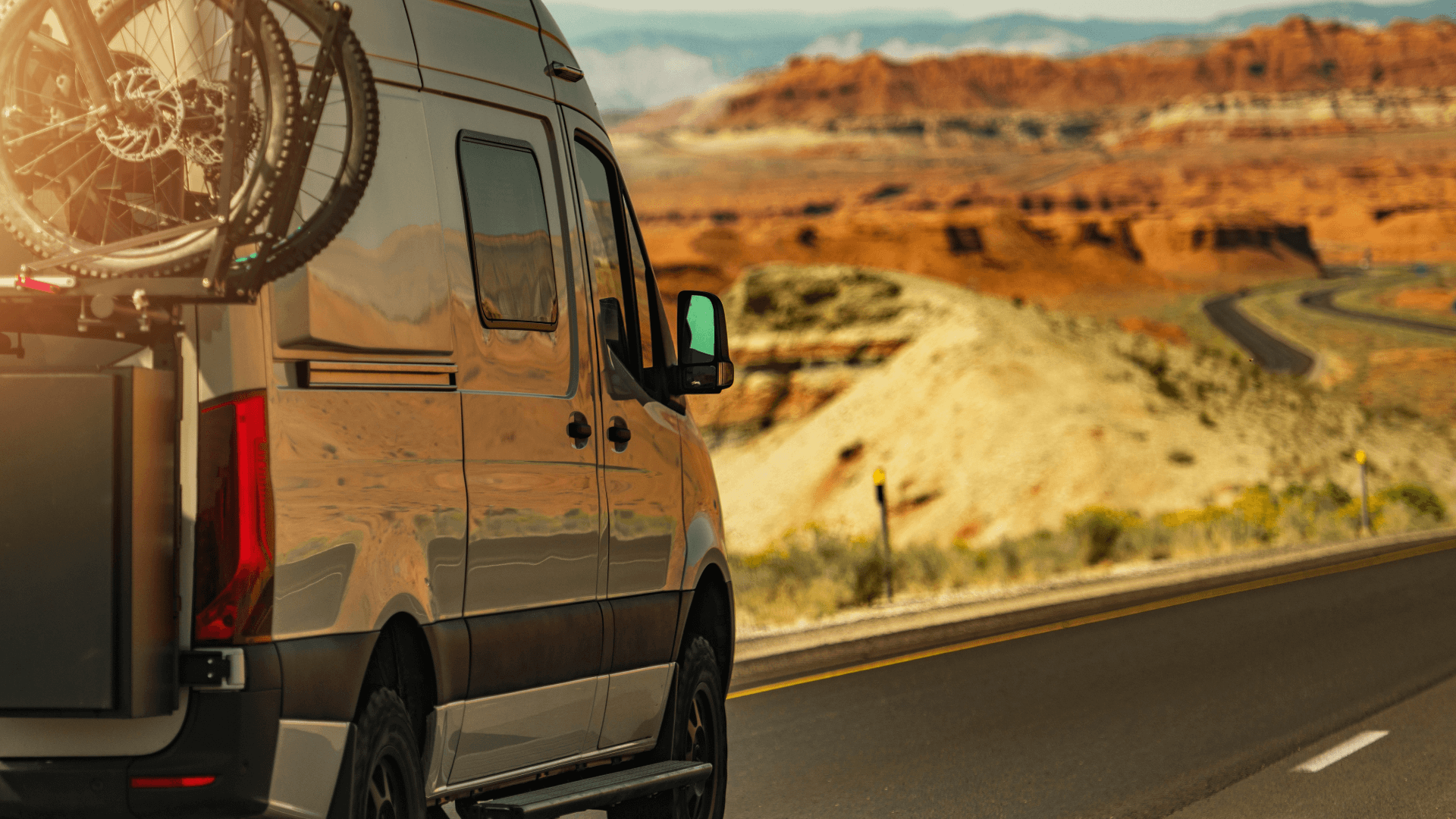 Class B RV going down the road Class B RV going down the road