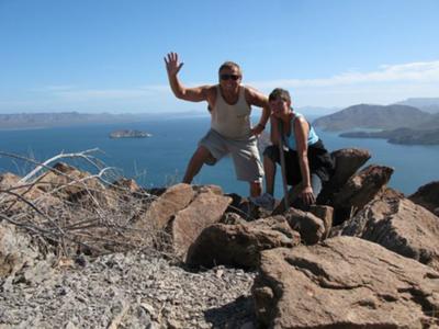 My wife and I on top of the world viewing the Sea of Cortes