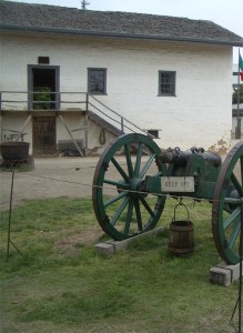 An original cannon inside Sutter's Fort, in downtown Sacramento, CA