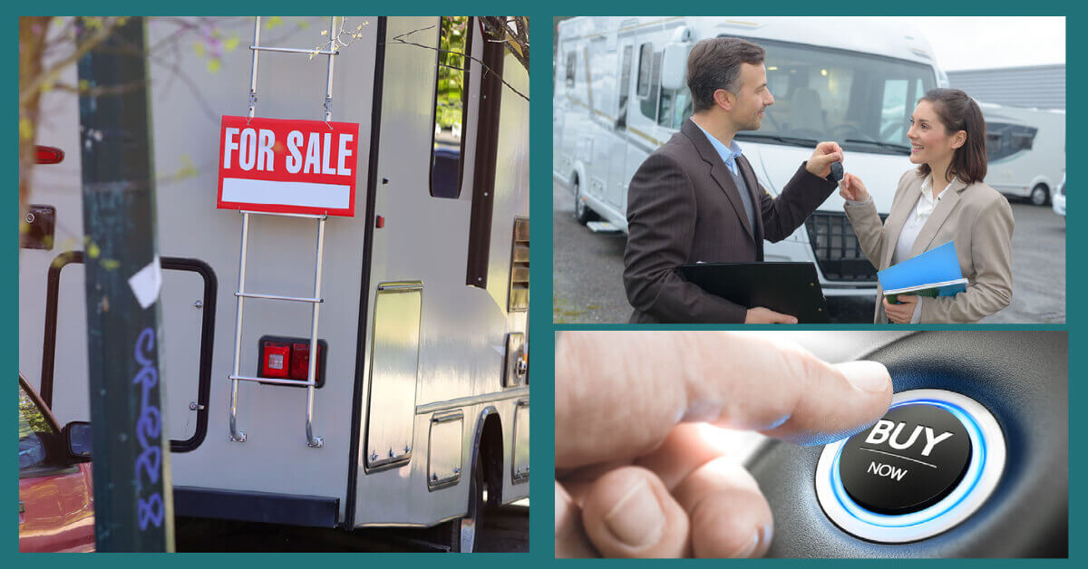 A woman getting the keys to her new RV